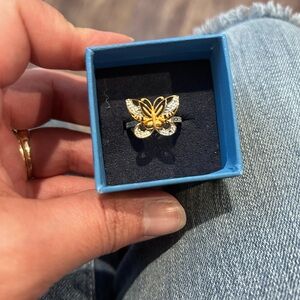 Elegant Gold and Silver Butterfly Ring